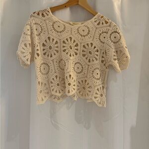 Cream Crochet Women's Top